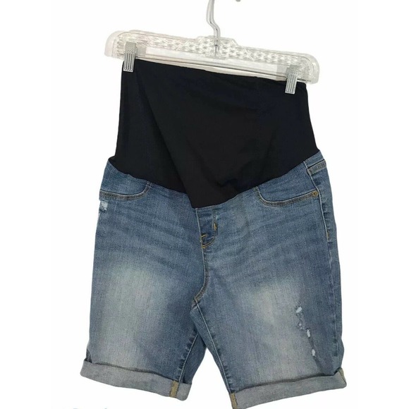 Isabel Maternity Bermuda Denim Shorts - Distressed - Picture 7 of 10